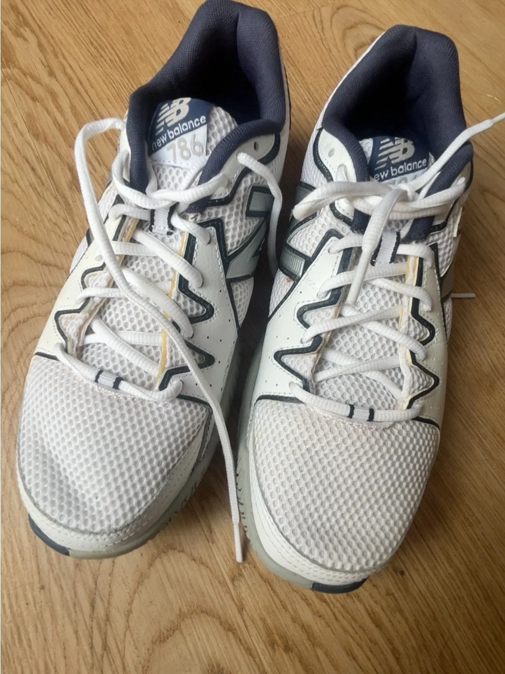 New Balance 786 White and Navy Athletic Running Shoes